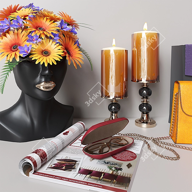 Head Vase Console Decor Kit 3D model image 2