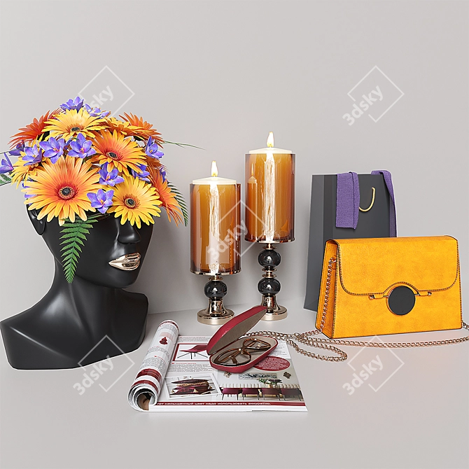 Head Vase Console Decor Kit 3D model image 3