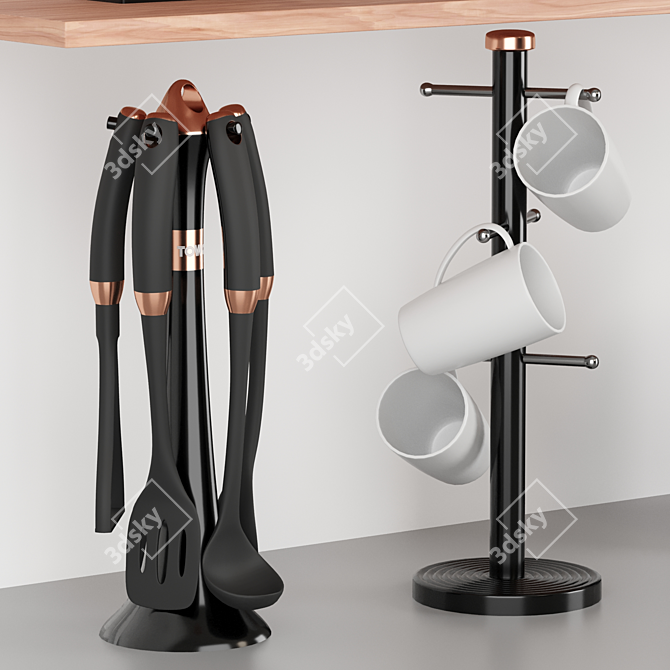 Elegant Rose Gold Kitchen Collection 3D model image 6