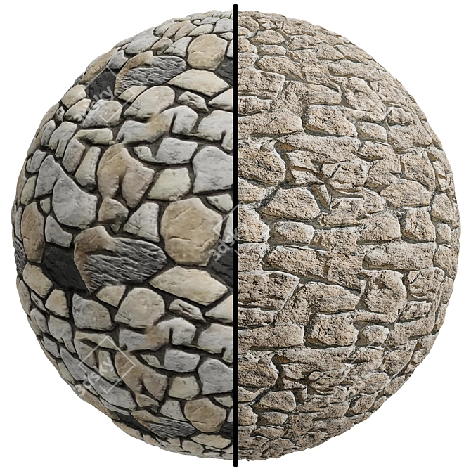 Stone Garden Facade Texture Set 3D model image 3