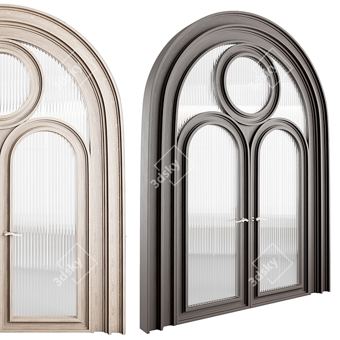 Elegant Arched Door Set 3D model image 2