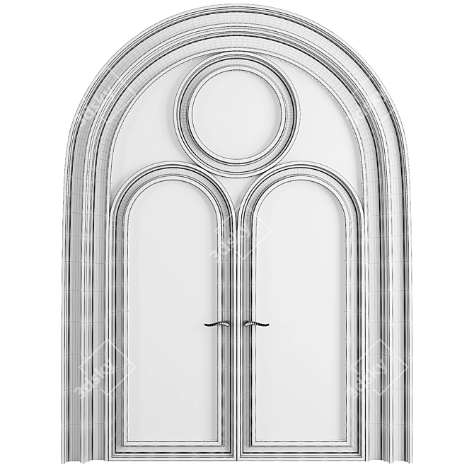 Elegant Arched Door Set 3D model image 4