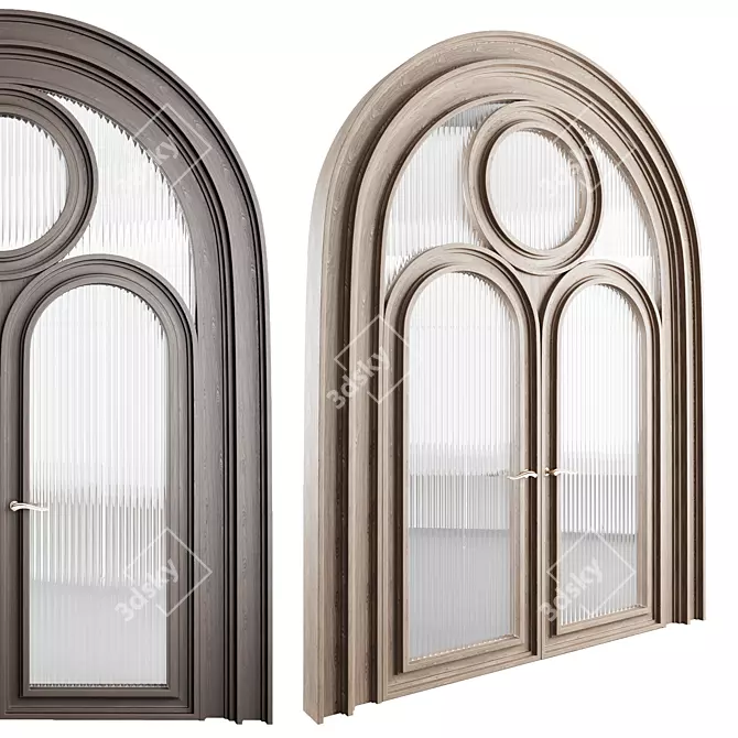 Elegant Arched Door Set 3D model image 5