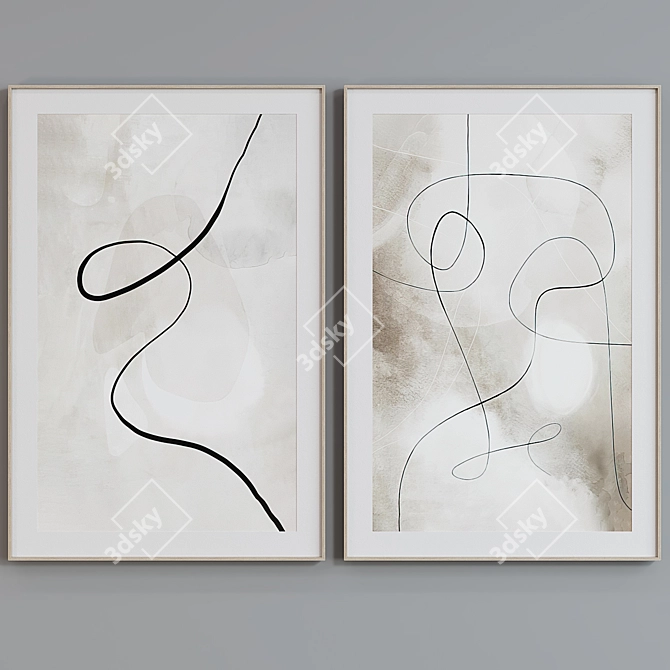 Modern Abstract Picture Frame Set 3D model image 3