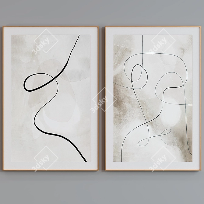 Modern Abstract Picture Frame Set 3D model image 4