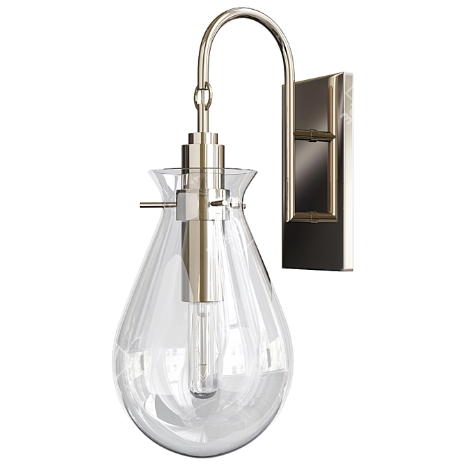 Elegant Huttonspark Sconce in Polished Nickel 3D model image 1