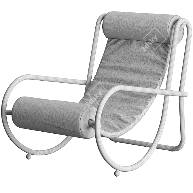 Retro Steel Armchair with Playful Patterns 3D model image 4