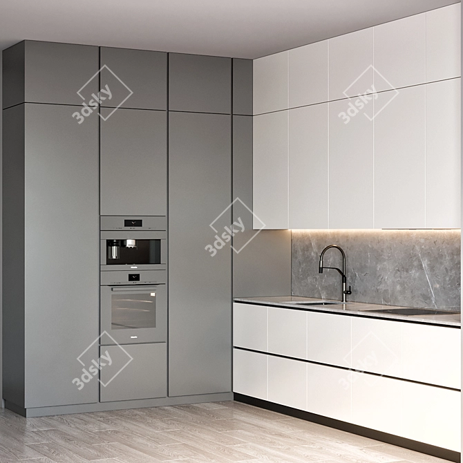 Modern Kitchen Set with Premium Appliances 3D model image 2