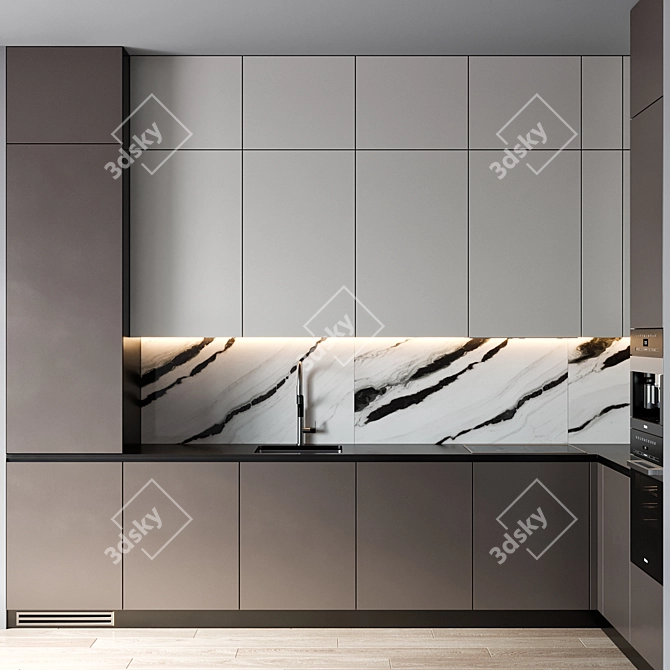 Modern Kitchen Set with Miele & Gessi 3D model image 2