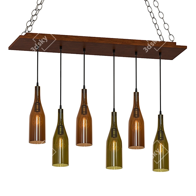 LED Rustic Wine Bottle Chandelier 3D model image 1