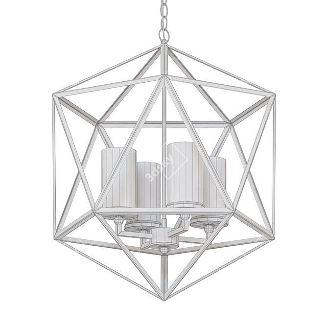 Antique Black Glass Chandelier Cage 3D model image 2