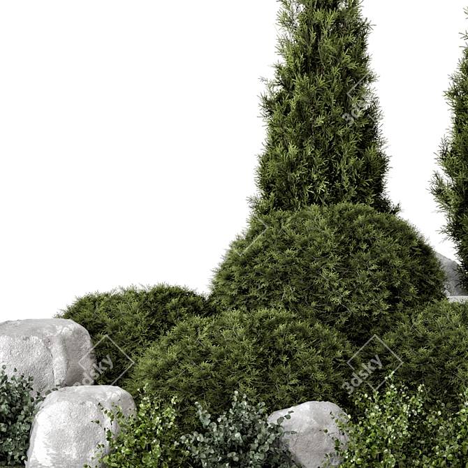 Outdoor Garden Set: Bush & Tree 3D model image 4