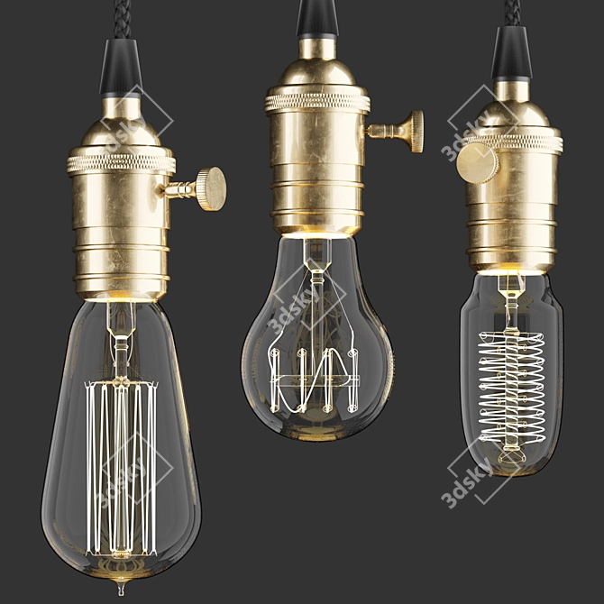 Edison Light Pendant - 5 Bulbs 3D model image 3