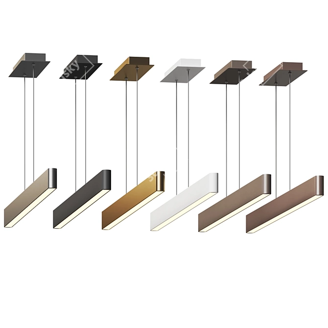 Sleek Matte Metal LED Pendant 3D model image 3