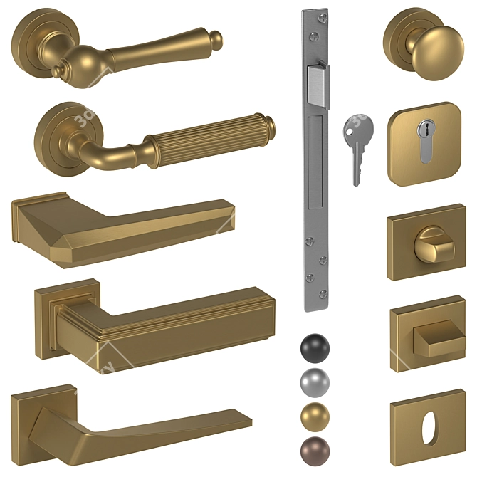 Elegant Corona Premium Door Handles 3D model image 3