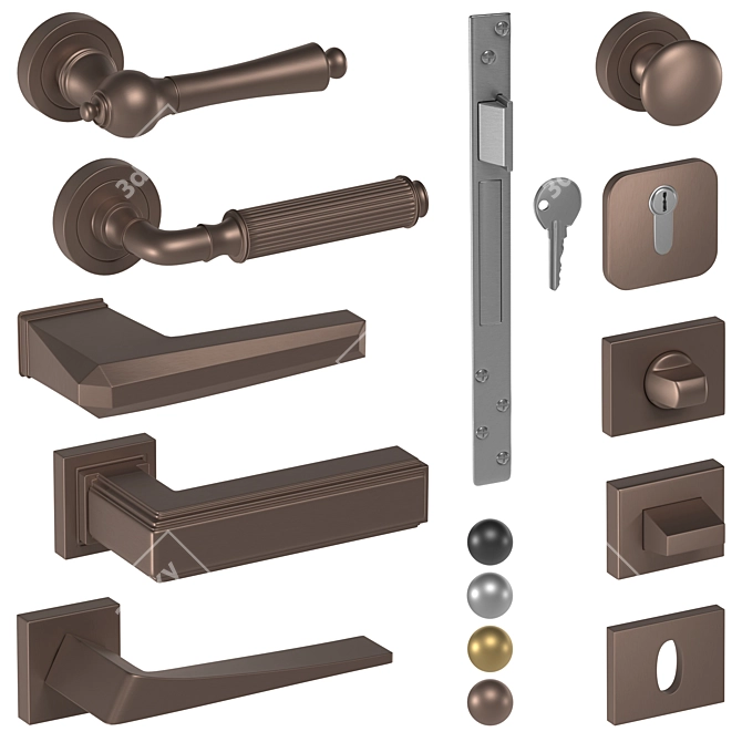 Elegant Corona Premium Door Handles 3D model image 4