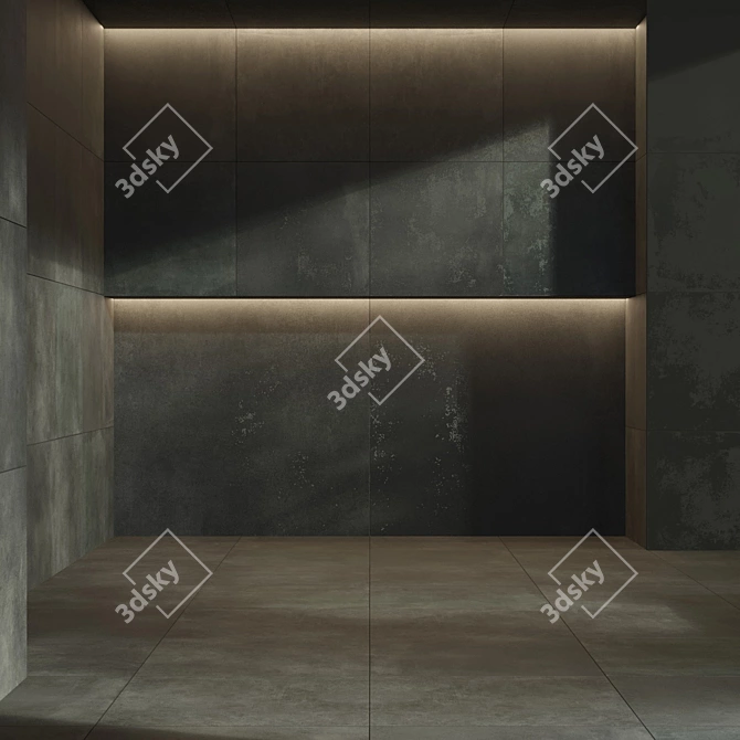 Graphite Stone Tile Set 3D 3D model image 7