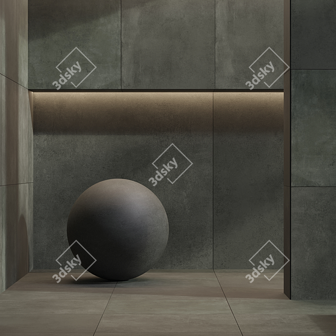 Graphite Stone Tile Set 3D 3D model image 8