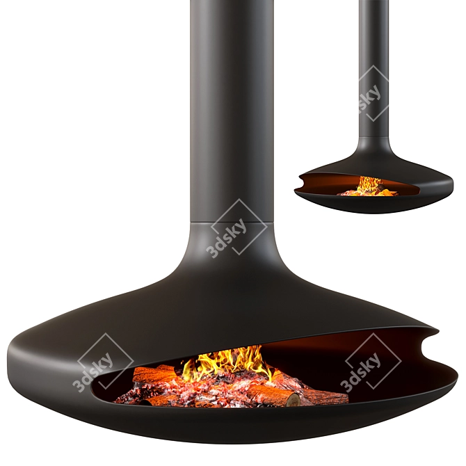 Counter-Spinning Black Fireplace Focus 3D model image 1