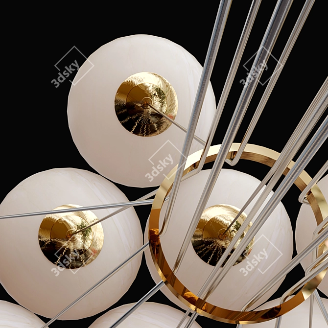 Gold Pendant Light Fixture Ø65 cm 3D model image 4