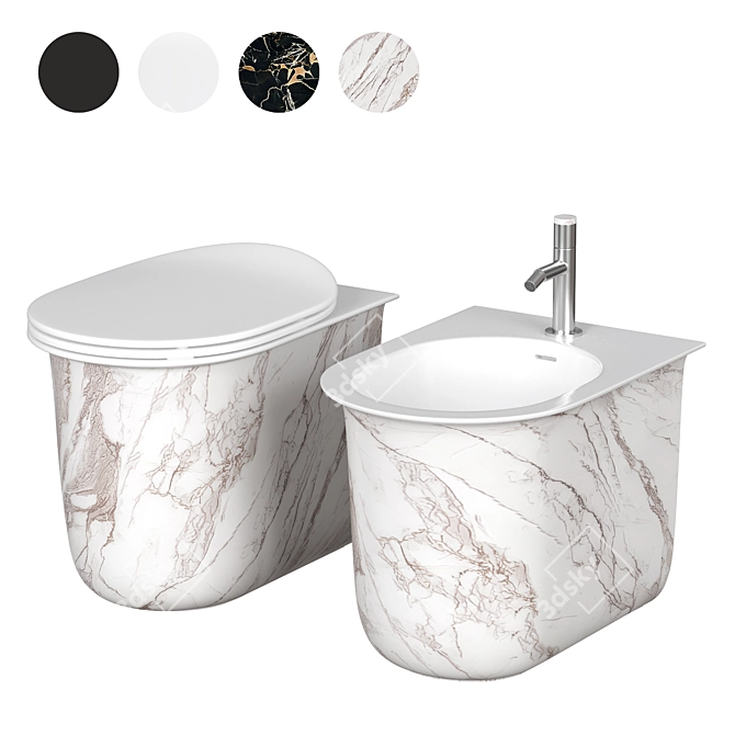 Artceram Chic Toilet Bidet Set 3D model image 1