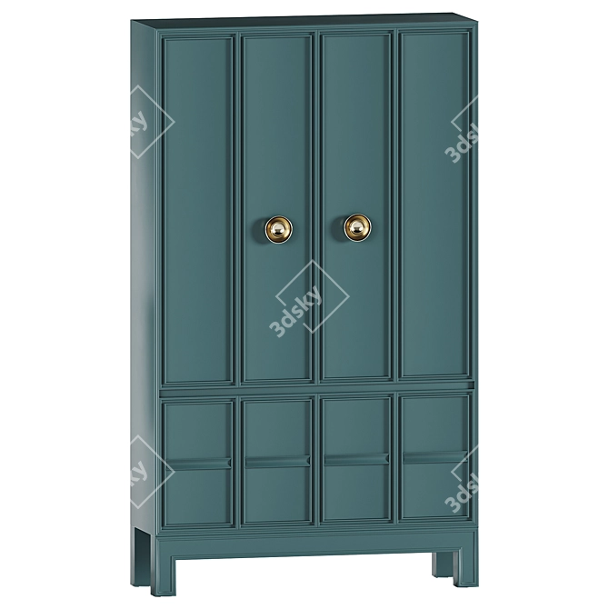 Chinese Style Wardrobe in Maple 3D model image 1