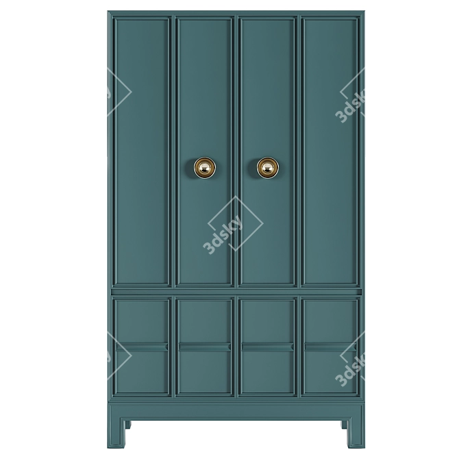 Chinese Style Wardrobe in Maple 3D model image 2