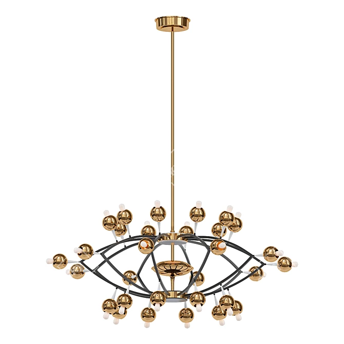 Elegant Stilnovo Chandelier Italy 1950 3D model image 1