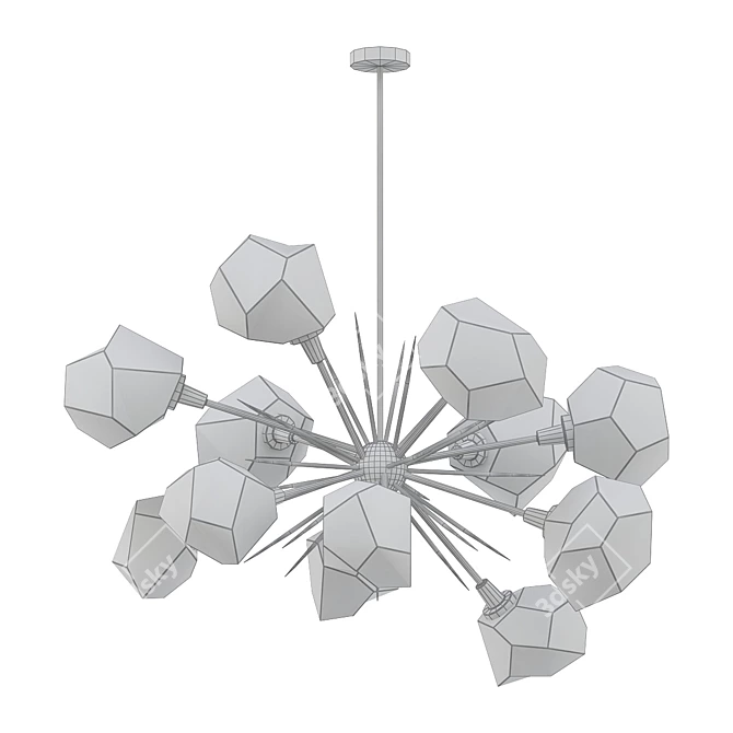 Radiant Starburst Oval Chandelier 3D model image 2