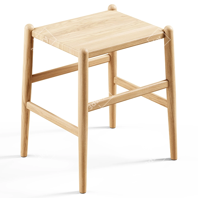 Seamless Ash Wood Stool 3D Model 3D model image 1