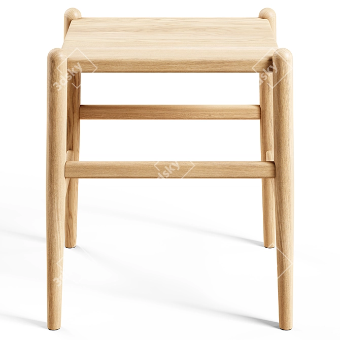 Seamless Ash Wood Stool 3D Model 3D model image 2