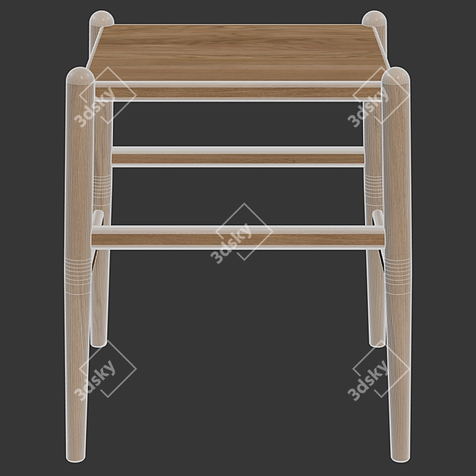 Seamless Ash Wood Stool 3D Model 3D model image 3