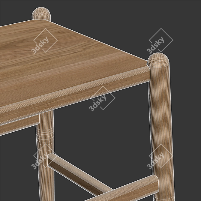 Seamless Ash Wood Stool 3D Model 3D model image 4