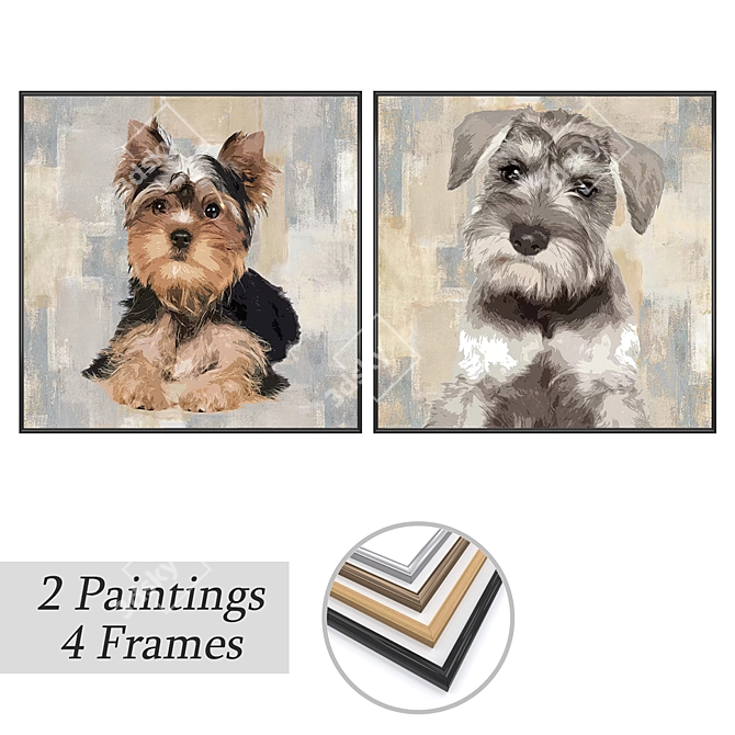 Landscape Art Set with Frames 3D model image 1