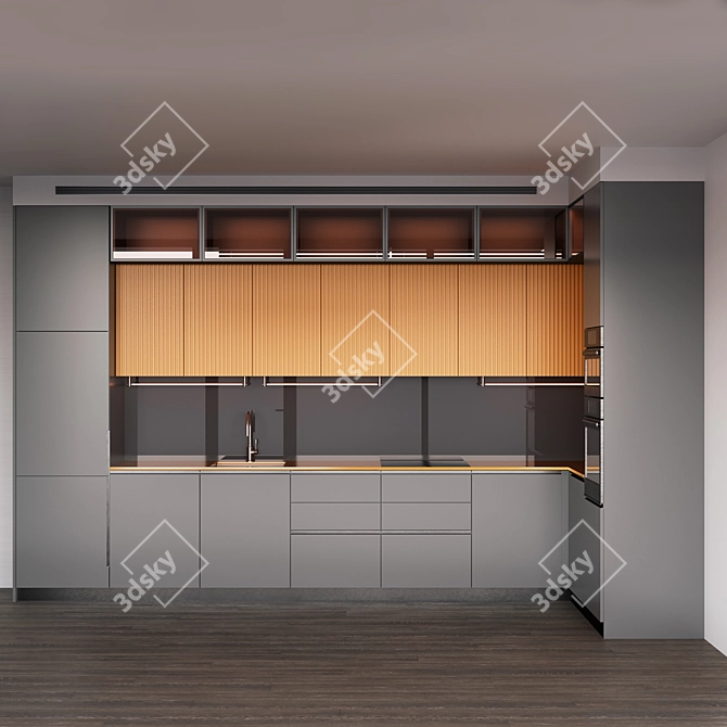 Modern Multimaterial Kitchen Pack 3D model image 2