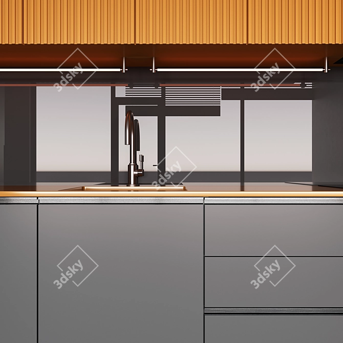 Modern Multimaterial Kitchen Pack 3D model image 4