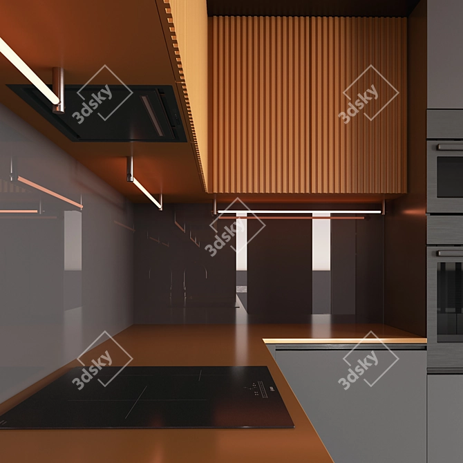 Modern Multimaterial Kitchen Pack 3D model image 5