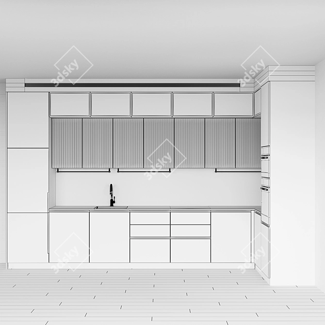 Modern Multimaterial Kitchen Pack 3D model image 7