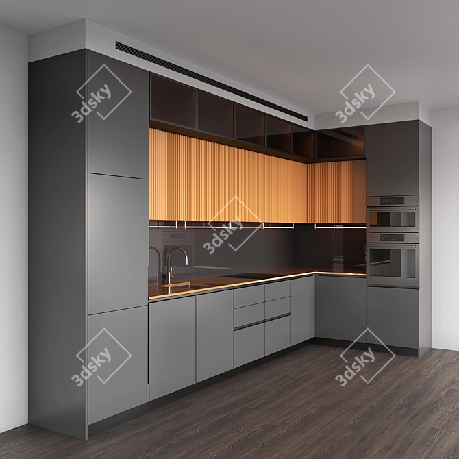 Modern Multimaterial Kitchen Pack 3D model image 8