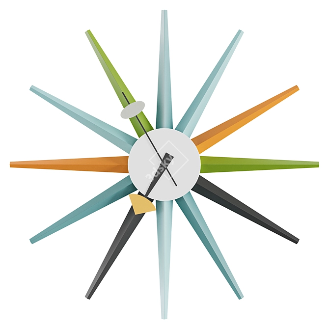 Multicolor Sunburst Clock 47cm Diameter 3D model image 3