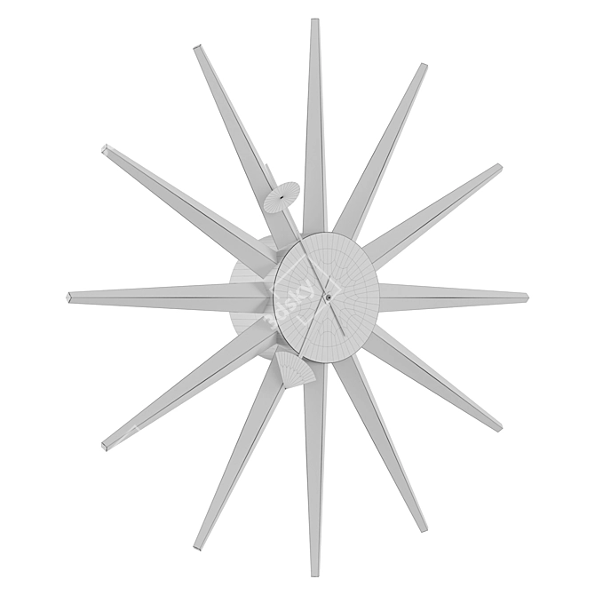 Multicolor Sunburst Clock 47cm Diameter 3D model image 4