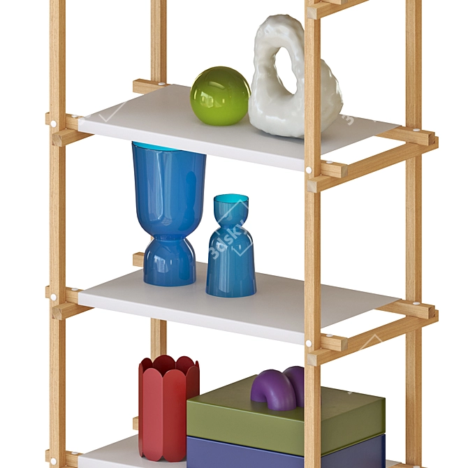 Modern Woody Shelving Column Design 3D model image 3