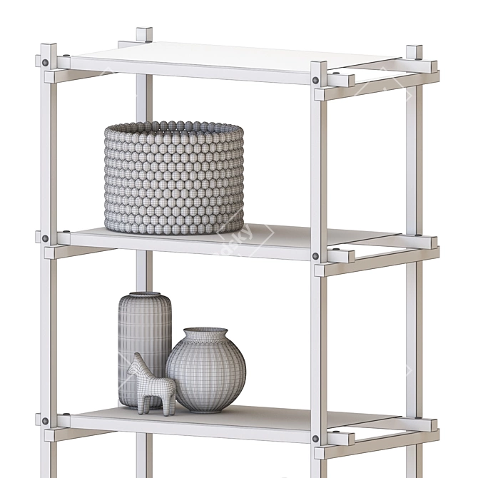 Modern Woody Shelving Column Design 3D model image 5