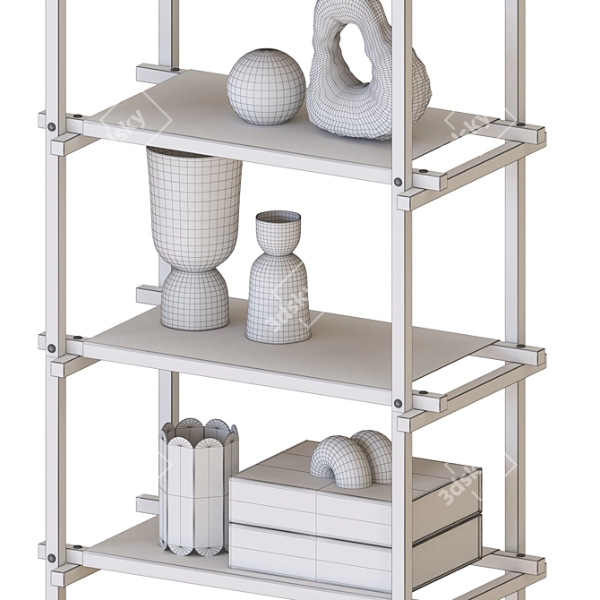 Modern Woody Shelving Column Design 3D model image 6