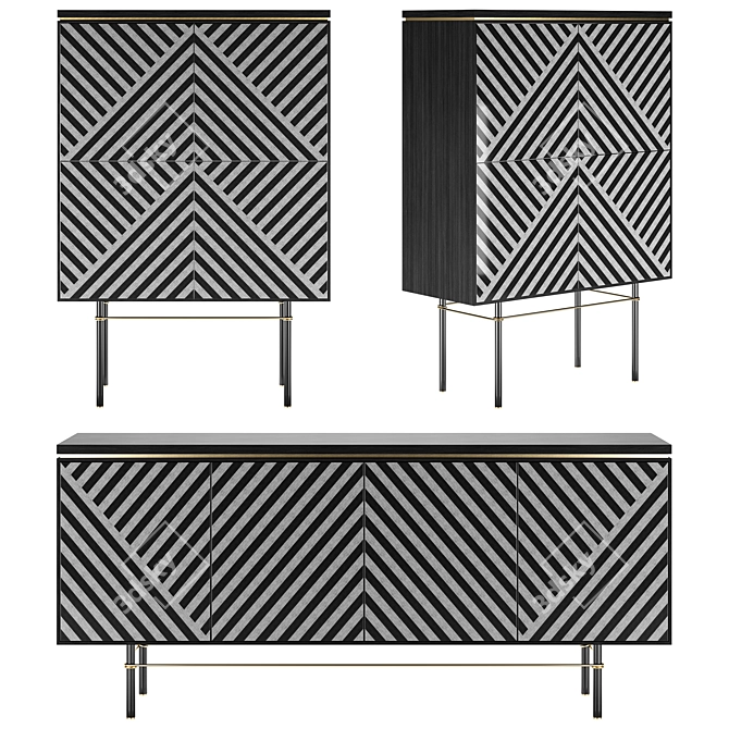 Zefiro Sideboard Highboard Modern Furniture 3D model image 1