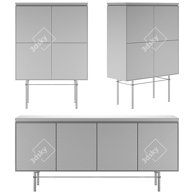 Zefiro Sideboard Highboard Modern Furniture 3D model image 2