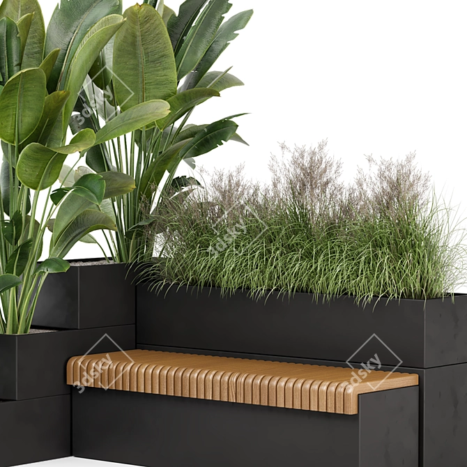 Concrete Pot Outdoor Plants Set 3D model image 4