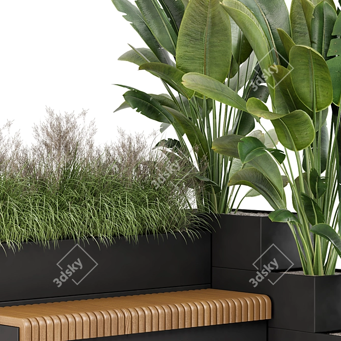 Concrete Pot Outdoor Plants Set 3D model image 5