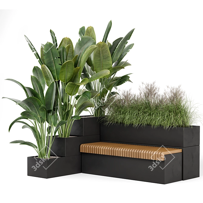 Concrete Pot Outdoor Plants Set 3D model image 6