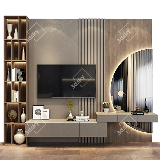 Modern TV Wall Decor Stand 3D model image 1